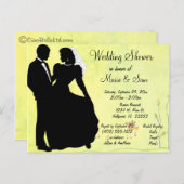 Silhouette bruid en bruidegom lente achtergrond uitnodiging briefkaart (Voorkant / Achterkant)