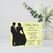 Silhouette bruid en bruidegom lente achtergrond uitnodiging briefkaart (Staand voorkant)