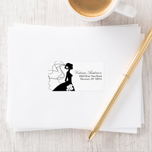 Silhouette bruid retour adreslabels. etiket (Insitu)