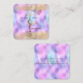 Silhouette Brush Stroke Holographic Iridescent Vierkante Visitekaartje (Voorkant / Achterkant)