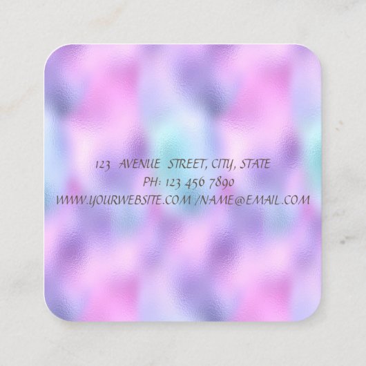 Silhouette Brush Stroke Holographic Iridescent Vierkante Visitekaartje (Achterkant)