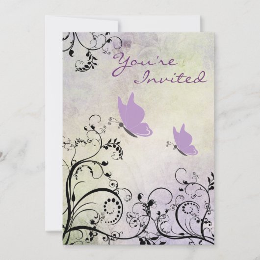  Silhouette Butterfly Baby shower Uitnodigen Kaart (Voorkant)