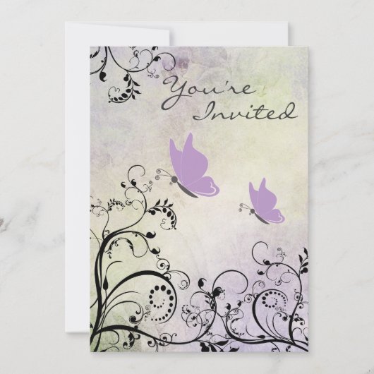 Silhouette Butterfly Baby shower Uitnodigen Kaart (Voorkant)