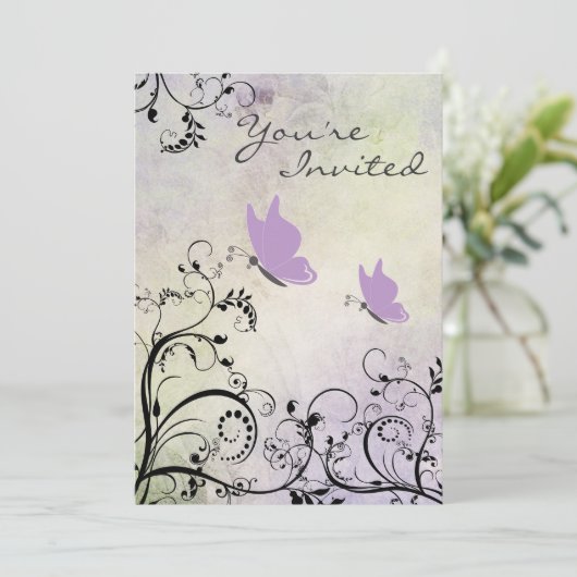 Silhouette Butterfly Baby shower Uitnodigen Kaart (Staand voorkant)
