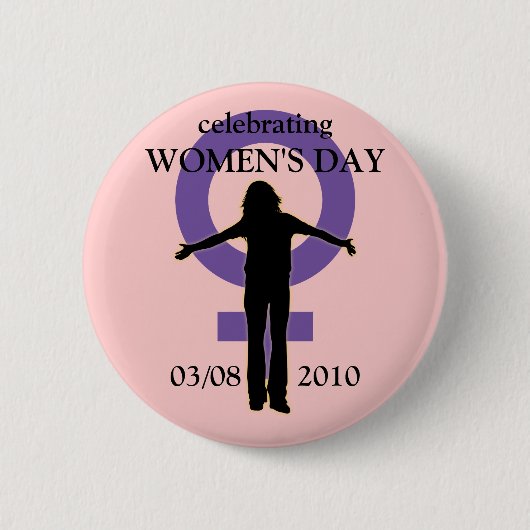 Silhouette Button, vrouwendag Ronde Button 5,7 Cm (Voorkant)