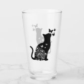 Silhouette Cat & Butterflies, Cat Lover, Cat Owner Glas (Achterkant)