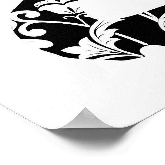 Silhouette Cat Flower Pattern Cat Lover, Cat Owner Poster (Hoek)