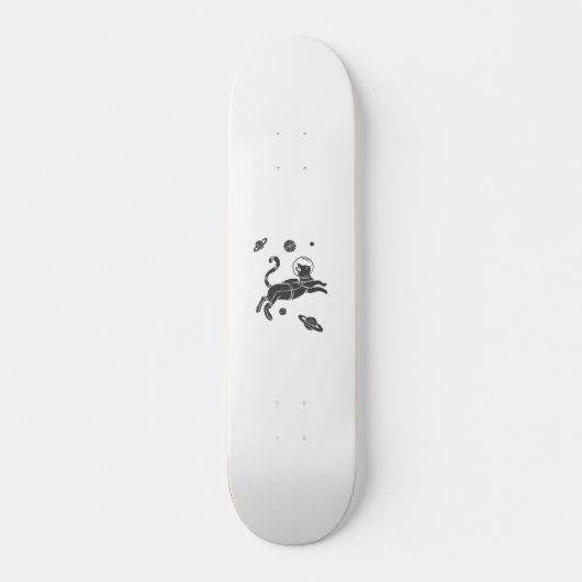 Silhouette Cat in ruimte - Kies achtergrondkleur Persoonlijk Skateboard (Voorkant)