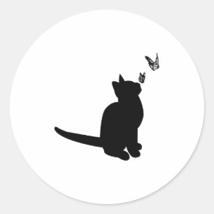 Silhouette Cat Ronde Sticker