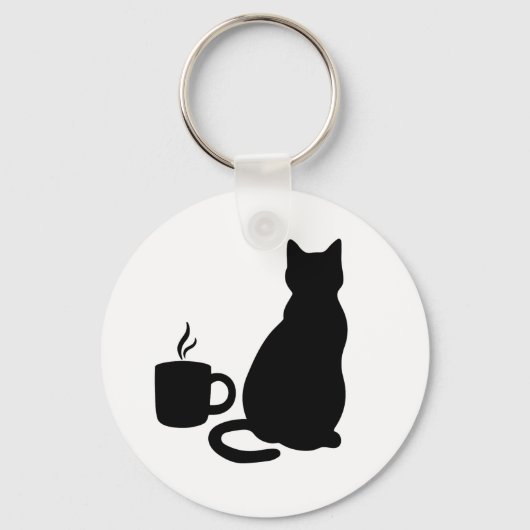 Silhouette Catful Coffee Art DesignSleutelhanger Sleutelhanger (Voorkant)