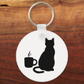 Silhouette Catful Coffee Art DesignSleutelhanger Sleutelhanger (Voorkant)