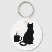 Silhouette Catful Coffee Art DesignSleutelhanger Sleutelhanger (Achterkant)