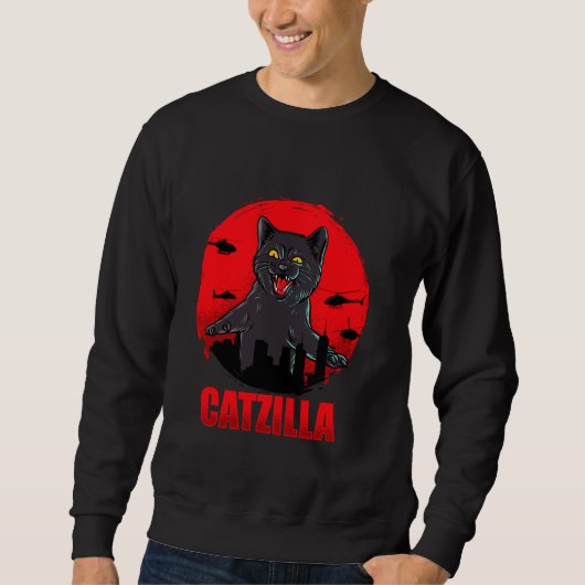 Silhouette Catzilla- Funny Cats Cartoon Cool Desig Trui (Voorkant)