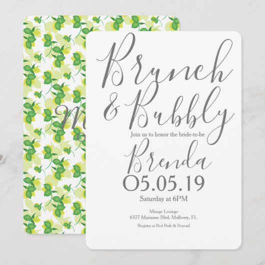 Silhouette Citroen Moderne Trouw Brunch Kaart (Voorkant / Achterkant)