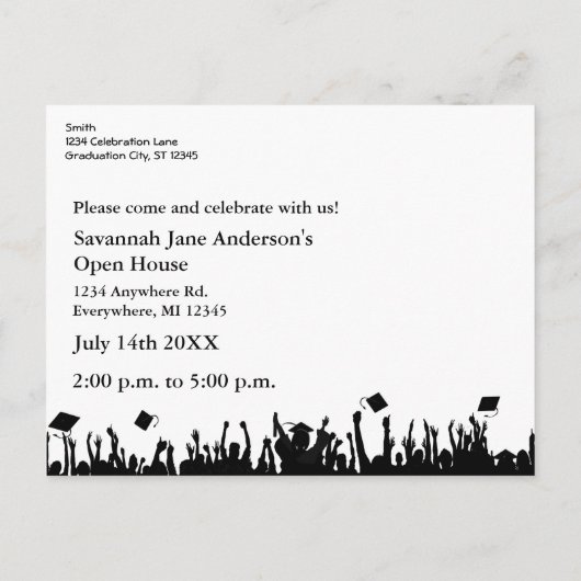 Silhouette Class of Senior Afstuderen Open House Uitnodiging Briefkaart (Achterkant)