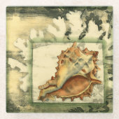 Silhouette Conch Shell Glazen Onderzetter (Voorkant)