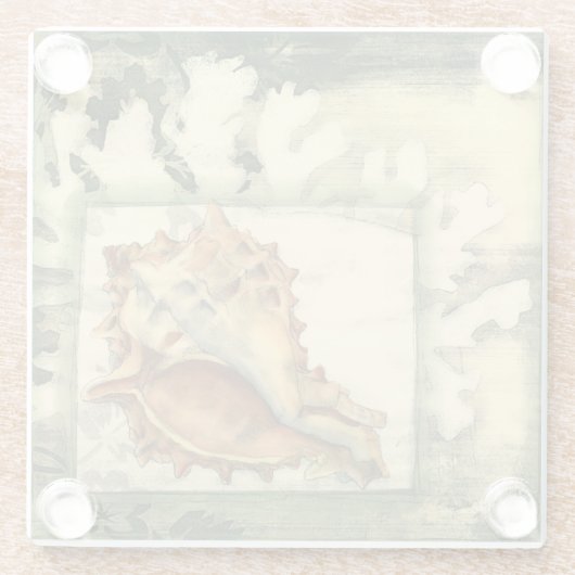 Silhouette Conch Shell Glazen Onderzetter (Achterkant)