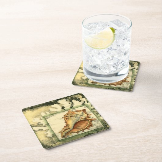 Silhouette Conch Shell Kartonnen Onderzetters (Insitu)