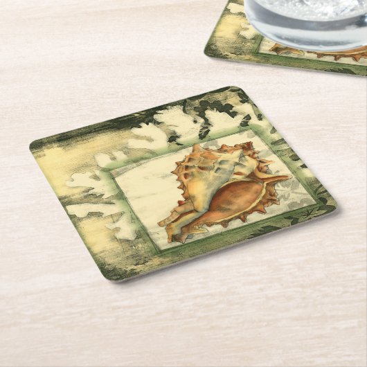 Silhouette Conch Shell Kartonnen Onderzetters (Schuin)