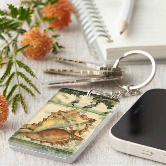 Silhouette Conch Shell Sleutelhanger (Voorkant Rechts)