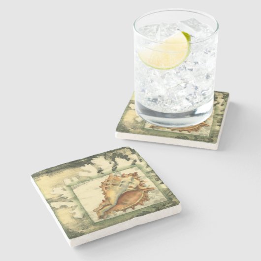 Silhouette Conch Shell Stenen Onderzetter (Zijkant)