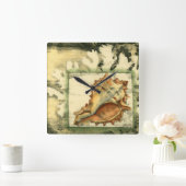 Silhouette Conch Shell Vierkante Klok (Huis)