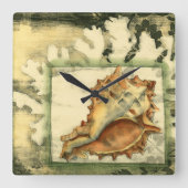 Silhouette Conch Shell Vierkante Klok (Voorkant)