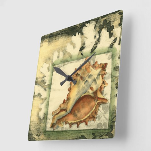 Silhouette Conch Shell Vierkante Klok (Hoek)