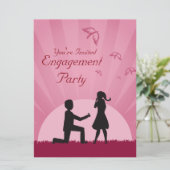 Silhouette Couple Engagement Party-uitnodiging Kaart (Staand voorkant)