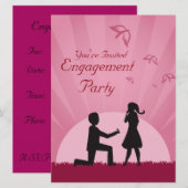 Silhouette Couple Engagement Party-uitnodiging Kaart (Voorkant / Achterkant)