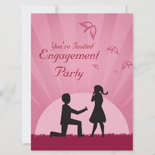 Silhouette Couple Engagement Party-uitnodiging Kaart (Voorkant)