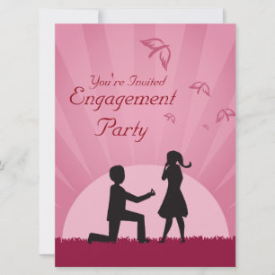 Silhouette Couple Engagement Party-uitnodiging Kaart