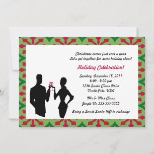 Silhouette Couple Holiday Party Invitation Kaart