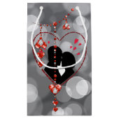 Silhouette Couple in Heart Red Heart Jewels Bokeh Klein Cadeauzakje (Achterkant)