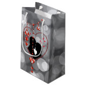 Silhouette Couple in Heart Red Heart Jewels Bokeh Klein Cadeauzakje (Achterkant Gekanteld)