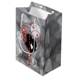 Silhouette Couple in Heart Red Heart Jewels Bokeh Medium Cadeauzakje