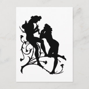 Silhouette Couple Music Lovers Briefkaart