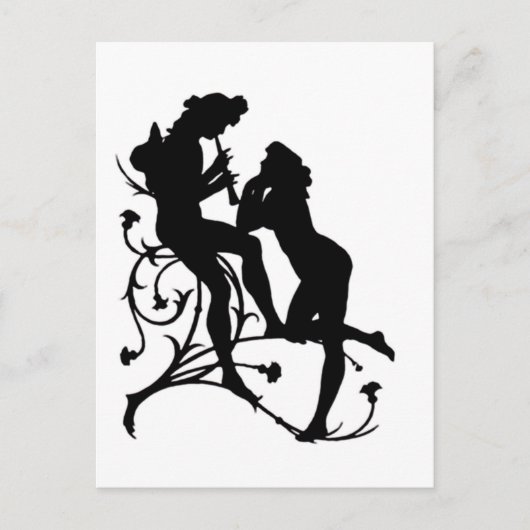 Silhouette Couple Music Lovers Briefkaart (Voorkant)