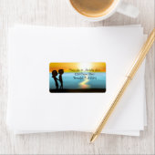 Silhouette Couple Sunset Beach Adres Etiket (Insitu)