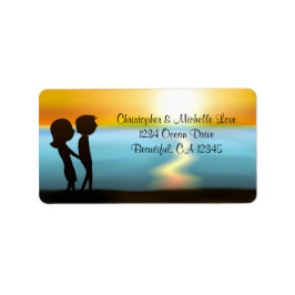 Silhouette Couple Sunset Beach Adres Etiket