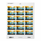 Silhouette Couple Sunset Beach Adres Etiket (Full Sheet)