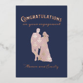 Silhouette Couple Verloving gefeliciteerd Folie Uitnodiging (Voorkant)