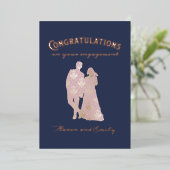 Silhouette Couple Verloving gefeliciteerd Folie Uitnodiging (Staand Voorkant)