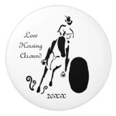 Silhouette Cowgirl Barrel Racing Keramische Knop (Voorkant)