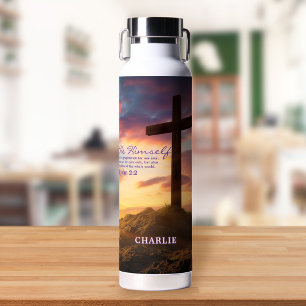 Silhouette Cross Schriftvers gepersonaliseerd Waterfles