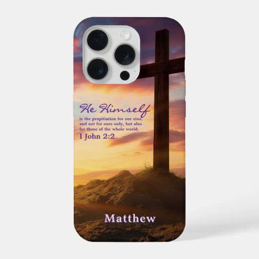 Silhouette Cross Scripture Verse Personalized iPhone Hoesje (Achterkant)