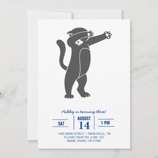 Silhouette Dabbing cat - Kies achtergrondkleur Kaart (Voorkant)