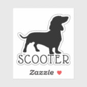 Silhouette Dachshund Dog Pet Name Sticker (Vel)