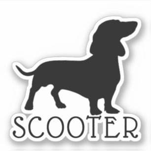 Silhouette Dachshund Dog Pet Name Sticker
