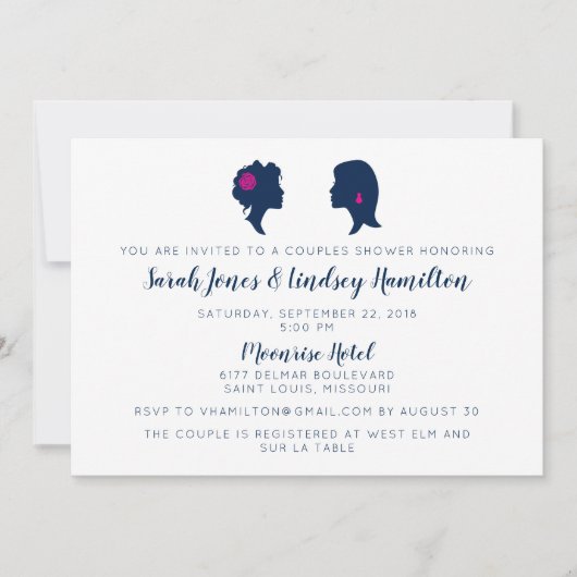 Silhouette Dames Douche Uitnodiging voor hetzelfde (Voorkant)